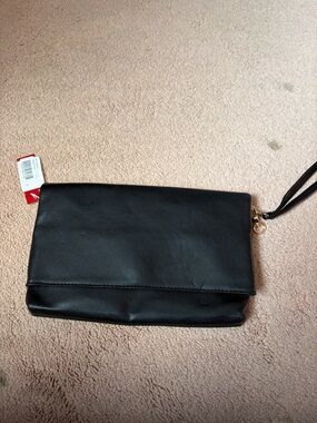 Kelly & Katie Black Fold-Over Wristlet Clutch